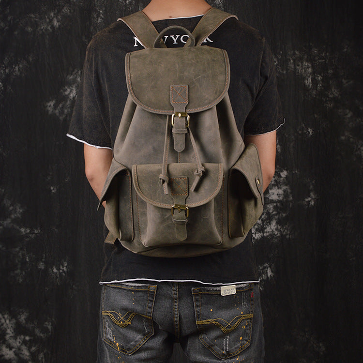 Sac à dos à cordon en cuir