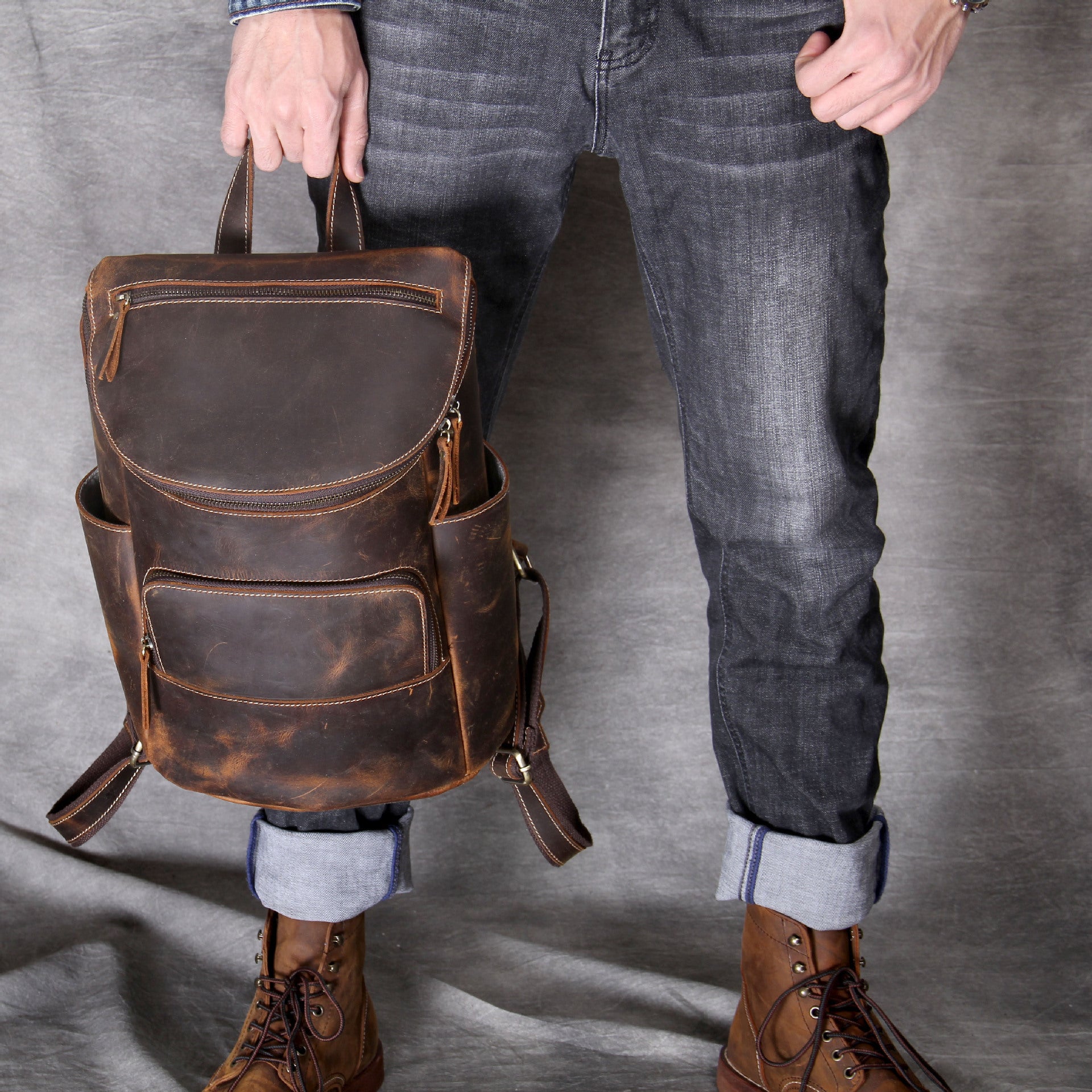 Sac à Dos en Cuir Rétro Chic