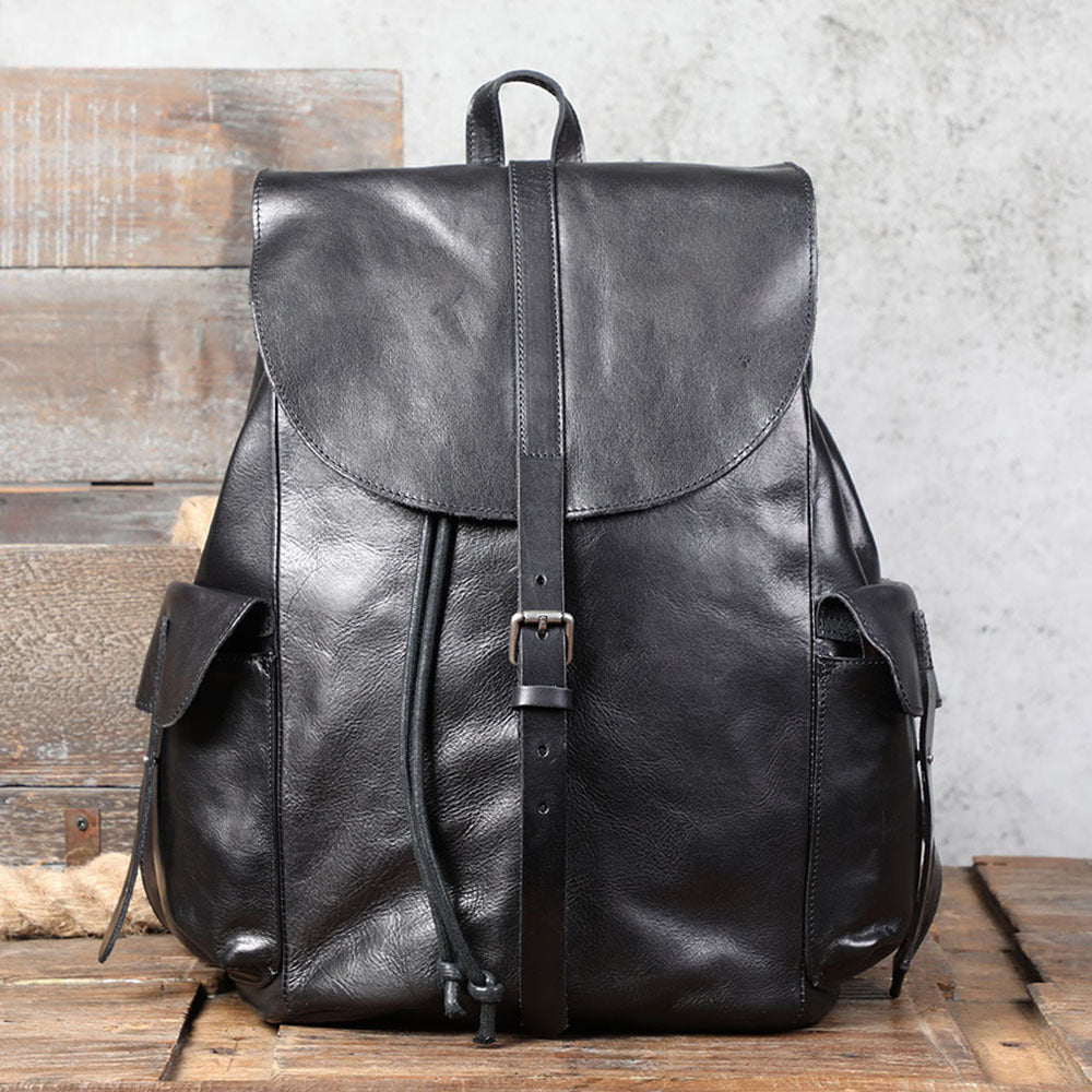 sac à dos en cuir noir pour homme idéal pour le travaille et les voyages
